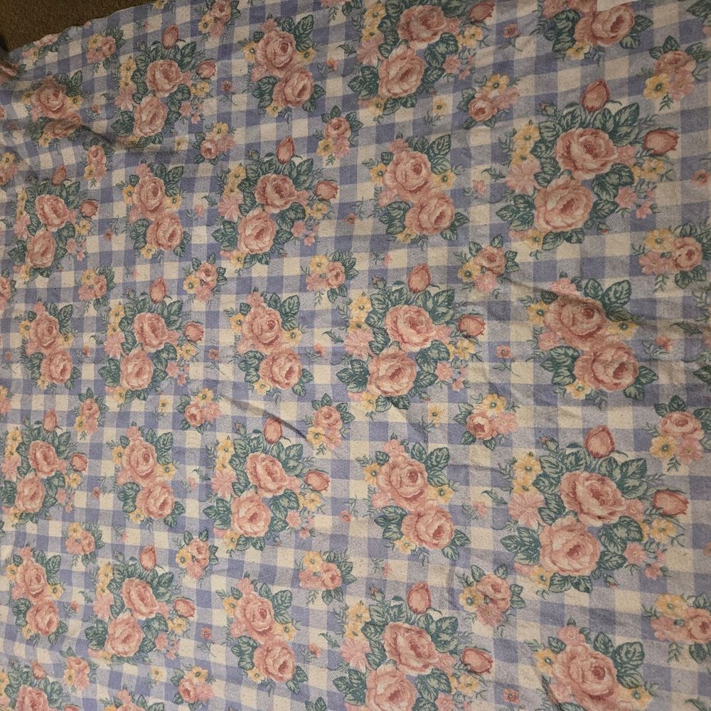 Floral Checkered Bedding Blanket Vintage Fashion Print Size home bed retro - Picture 9 of 15